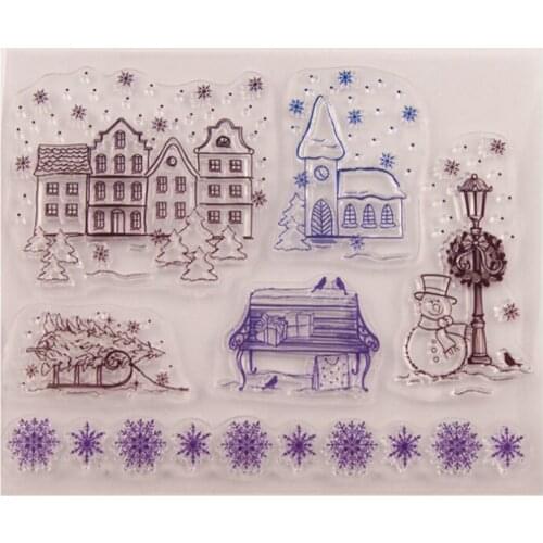 1pc Winter House Transparent Clear Silicone Stamp Seal DIY Scrapbooking Rubber Stamping Coloring Embossing Diary Decor Reusable