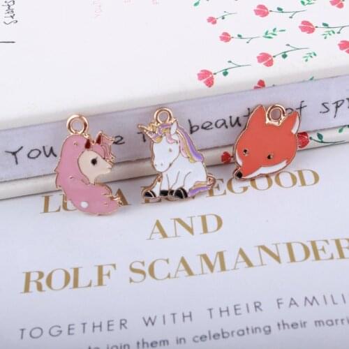 10pcs Alloy Unicorn & Fox Charms Dangle Charms Metal Charm fit Bracelet Pendant for Necklace Earrings Jewelry Making DIY