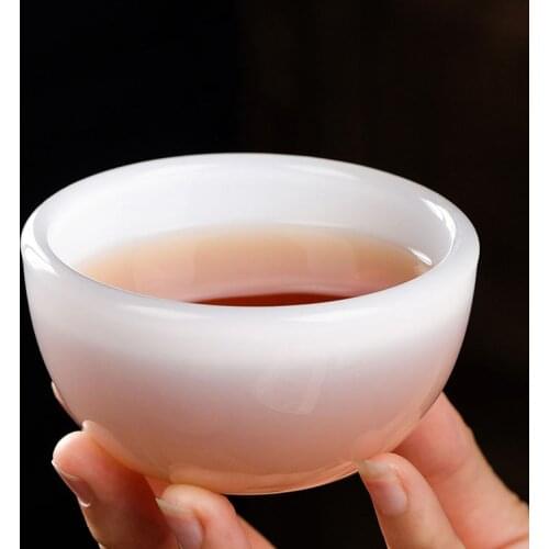 100ml Big Tea Bowl Ceramic Jade Porcelain Cup Beautiful Teacup Chinese Kung Fu Tea Set Teaware Master Cups Puer Teacups Crafts