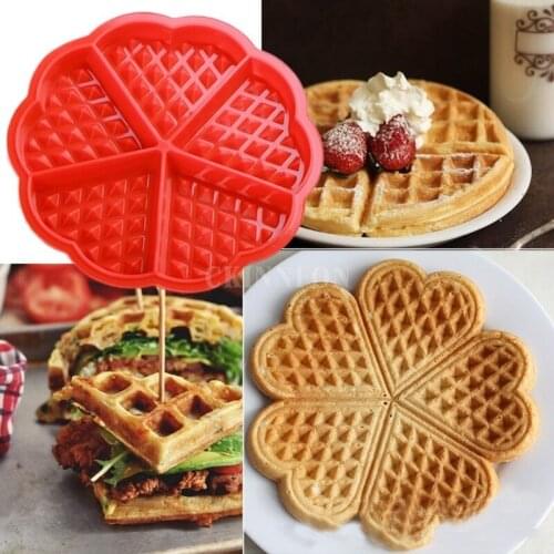 100Pcs/Lot Heart Shape Waffle Mold 5-Cavity Silicone Oven Pan Baking Cookie Cake Muffin Cooking Tools Kitchen Accessories