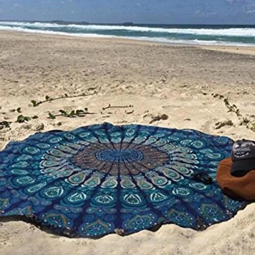 150*150cm Round Summer Boho Mandala Printing Beach Mat Chiffon Home Table Cloth Yoga Mat Carpet Outdoor Picnic Camping Blanket