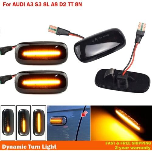 2Pcs LED Dynamic Side Marker Turn Signal Light Indicator For Audi A3 S3 8L 2000-2003 A8 D2 1999-2002 TT 8N 2000-2006