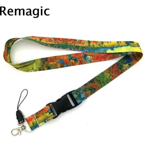 20pcs Red Vineyards at Arles Keychain Lanyards Id Badge Holder ID Card Pass Gym Mobile Phone Badge Holder Strap webbings ribbons