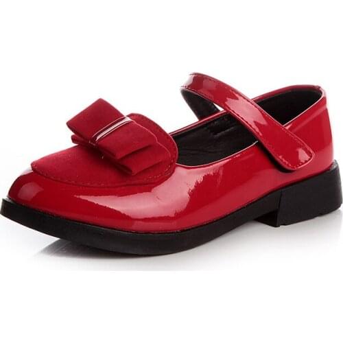 3-13 Years 2020 New Fashion Bow Princess Patent Leather Girl Party Shoes For Big Kids Dress Dance Shoes Children Student Shoes