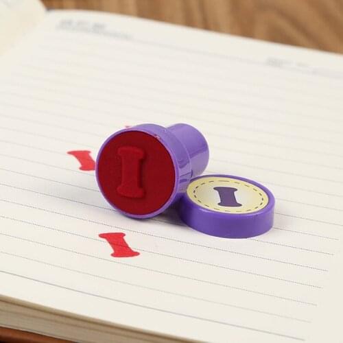 26 Pcs Alphabets Letters Round Stamp Seal Self Inking Scrapbooking Plate Ink Pads Stamper for Children Gifts Toys