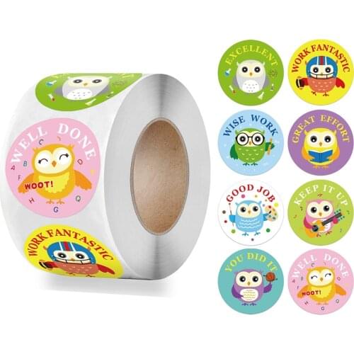 50-500pcs School Teacher Supplies Child Reward Sticker Labels Cute Cartoon Birds Sticker for Kids Encourage Sealing Labels