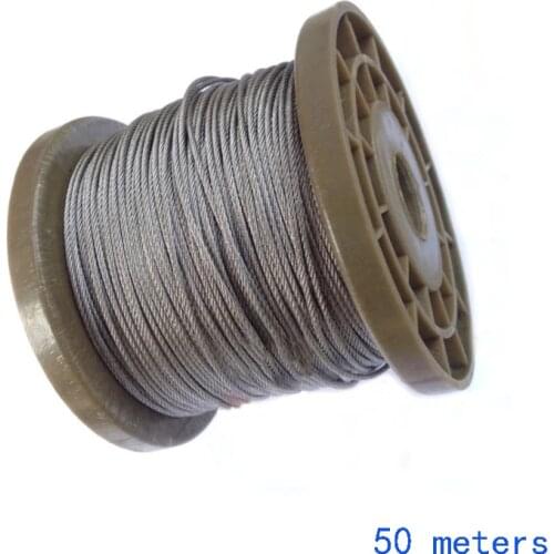 50 Meters 0.6/0.8/1/1.2/1.5mm 2mm Stranded Wire Bare Rope lifting Cable line Rustproof 7*7 Structure 304 Stainless Steel