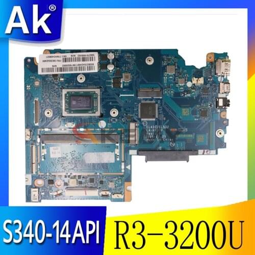 Akemy For Lenovo Ideapad S340-14API Laptop Motherboard LA-H131P Motherboard CPU R3 3200U Tested Ok FRU 5B20S42462 5B20S42262