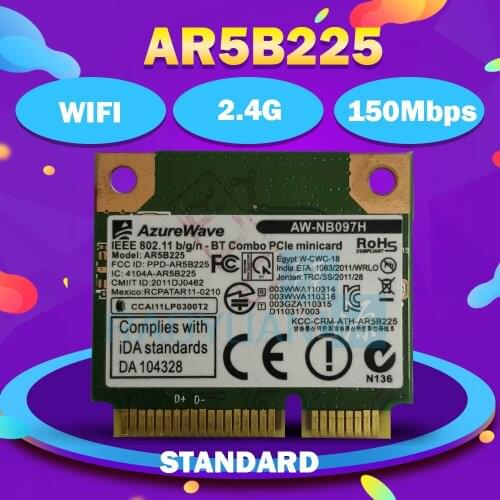AzureWave AW-NB097H AW-NB100H AW-NB126H AR9485 AR3012 AR5B225 Half Mini PCI-e 150Mbps Wifi Wlan+BT4.0 Wireless Card