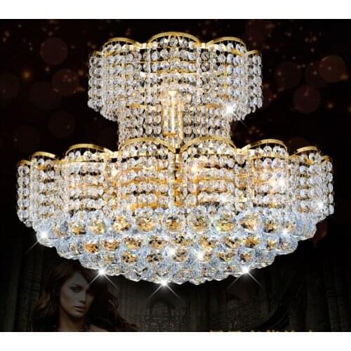 Free Shipping Modern Golden Crystal Pendant Lighting D50cm E14 LED Living Room Light Fixtures avize Lustre 90~240V Pendant Lamps