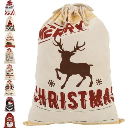 Large Kids Gift Bag Drawstring Cartoon Elk Christmas Gift Bags Drawstring Kids Toy Storage Bag Children Room Santa Claus Bag