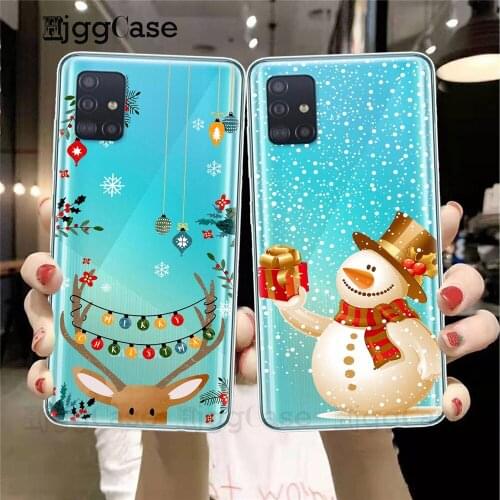 New Year Christmas Cartoon Elk TPU silicone Phone Case For Samsung A51 A71 A10 A21S A30 A31 A40 A41 A50 A60 A70 A30S A50S Cover