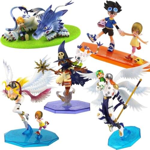 12-24cm Digimon Adventure Garurumon Wizarmon Angemon Angewomon Yagami Taich Yagami Hikari PVC Action Figure Toys Gift for Kids