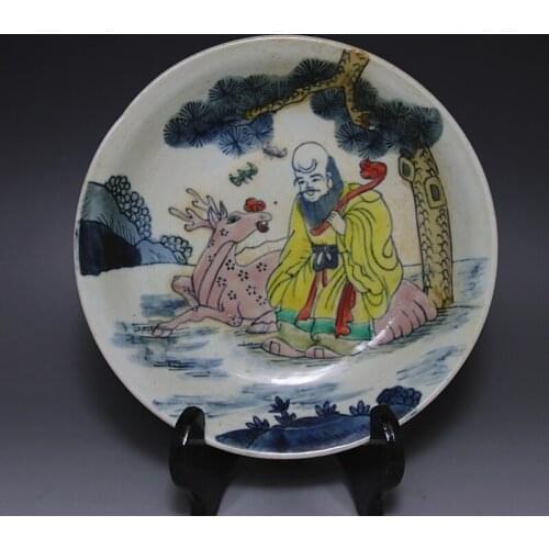 Antique QingDynasty porcelain, Pastel Santa plate,with mark,Hand-painted crafts,Decoration,collection &Adornment,Free shipping