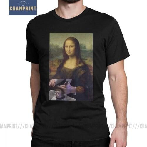 Mona Lisa T Shirts Monkey Haircut T-Shirt Mans Joconde Simple Pure Cotton Short Sleeves Tees Round Neck Print Tops
