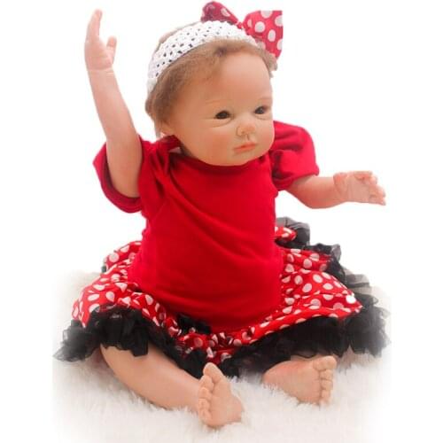 20 Inch 50cm Reborn Doll Cute Girl With Red Clothes Rebirth Baby Bionic Bebe Toy Kids Accompany Dolls Childrens Playmate Gifts