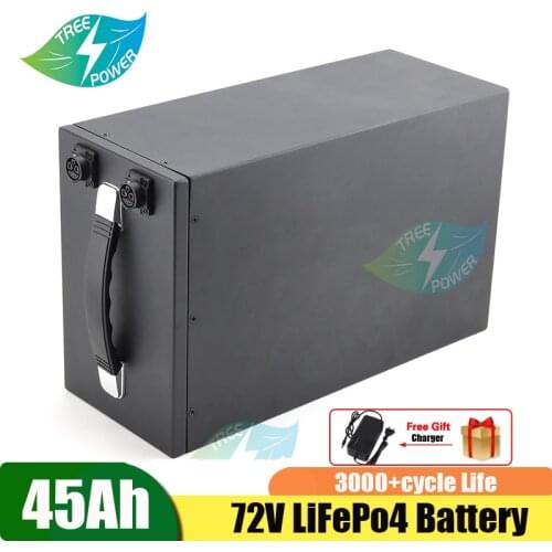 LiFepo4 72V 50Ah not 60Ah 80Ah lithium battery with BMS 24S for ebike motorcycle boat golf cart solar+ charger