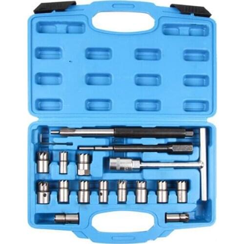 17-piece set of car Diesel fuel injectors Base cleaning tools Clean reamer fuel injectors Seat repair kit remover
