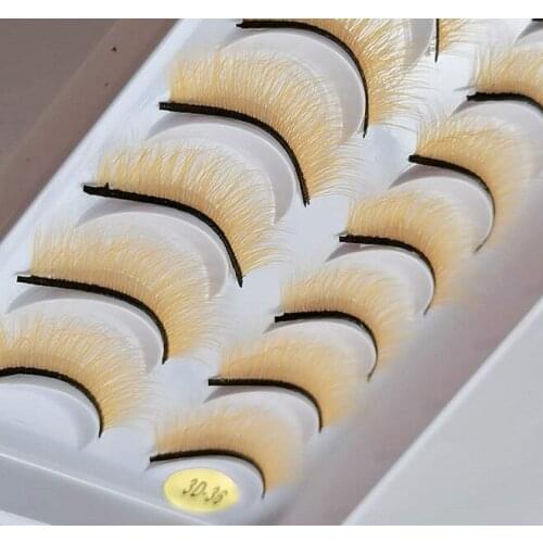 QUXINHAO 10Pairs Fashion Natural Short yellow Fake Eye Lashes False Eyelashes Beauty Makeup Eyelash doll eyelashes