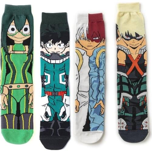 ZF2184 1pair My Hero School Socks Women Men Fashion 3D Printed Cartoon Socks Novelty Socks