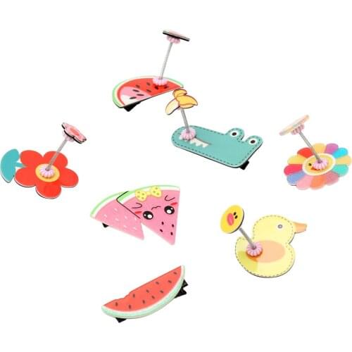 New Korean Fruit Lttle Duck Hair Clip Kids Headband Acrylic Sweet Hair Accessories Boutique Flower Barrettes Gift for Girls