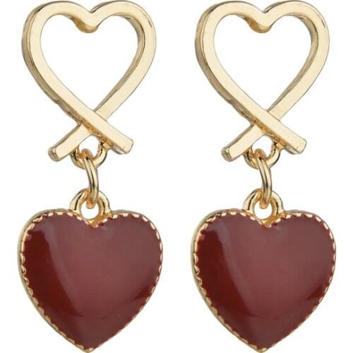 MESTILO New Trendy Geometric Big Cross Double Gold Color Love Heart Shape Dangle Earrings Classic Earrings Jewelry Girl Gift