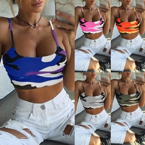 New Women Summer Camouflage Crop Tops T-shirts Camisole Vest Tank Tube Slim Top SCI88