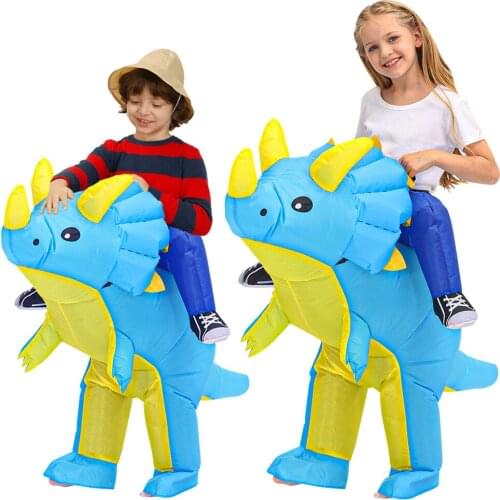 New Kids Inflatable Dinosaur Costume Boys Anime Triceratops Party Cosplay Costume Suit Carnival Halloween Costume For Child Girl