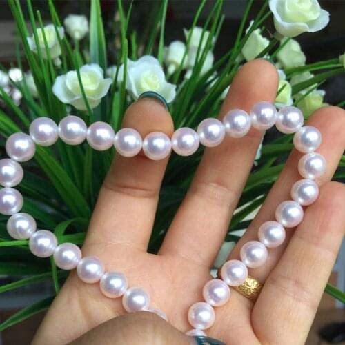 Freshwater Pearl Necklace with Best Luster Size7.5-8mm Round Shape Loose Pearl 200 Strand for Diy Jewelry Making Necklaces