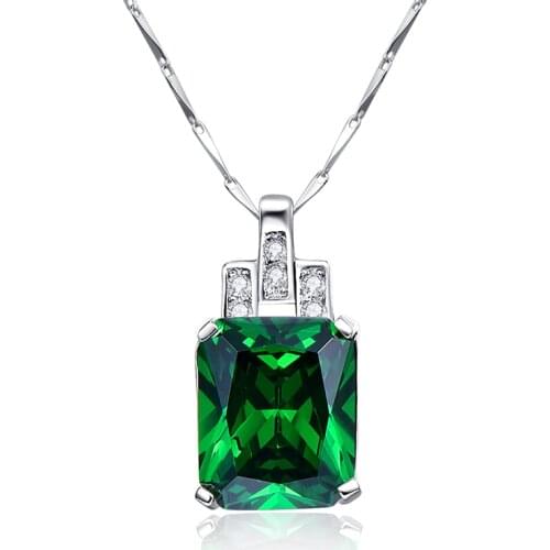 High Quality Emerald Necklace Jewelry 6.95ct Pendant Necklace Vintage Silver 925 Sterling chain jewelry accessories best friend
