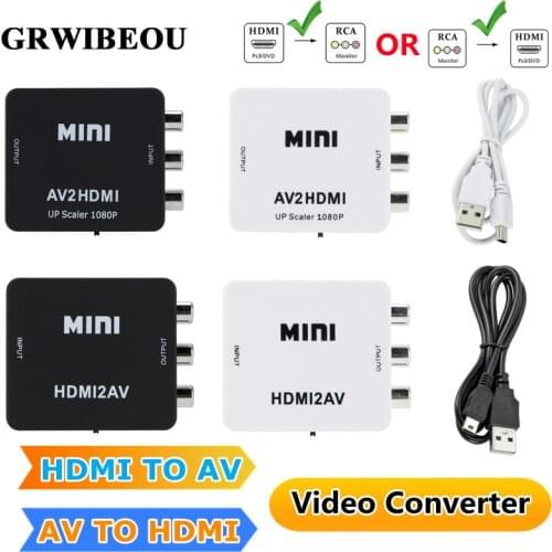 Grwibeou HD 1080P HDMI to AV Scaler Adapter Video Composite Converter HDMI to RCA CVSB L/R Video Mini HD2AV AV TO HDMI Converter