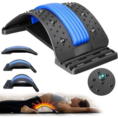 Back Stretcher Fitness Equipment Lumbar Back Pain Relief Magnetotherapy Device Spine Traction Pressure Therapy Multi-Level