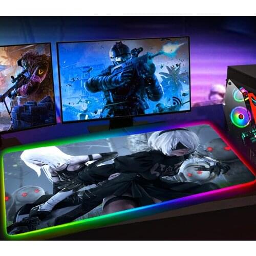 Rgb NieR Automata XXL Mousepad Large Kawaii Computer Gaming Accessiores Mouse Pad 60X30 Mause Pad LED Backlit Mat Mausepad 25X35