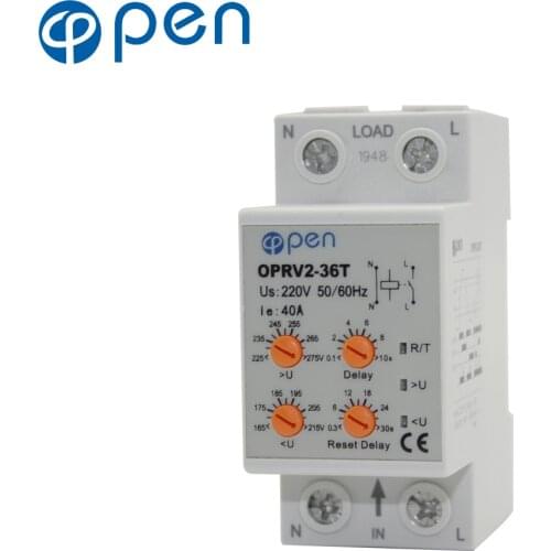 RV2-36T 40A Overvoltage and undervoltage automatic reset protector prevents voltage instability damaging electrical appliances