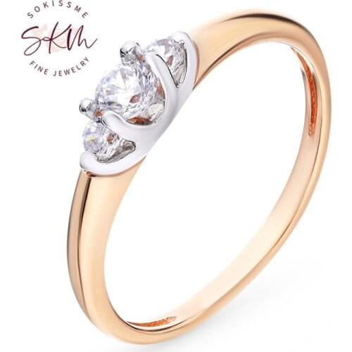 SKM flower rings AAA rings for women 14k rose gold brand designer Engagement wedding rings designer Luxury Fine Jewelry