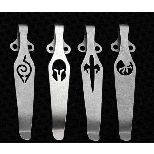 TC4 Titanium Alloy Microtech Design Pocket Knife Back Clip Eagle Claw Sword Spartan Helmet 2 Holes DIY Folding Waist Scabbard