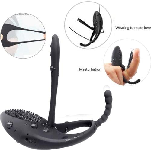 Male Penis Delay Vibrating Ring G-spot massager Vigina Stimulate Cock Vibrator Dual Pentration Ring Sex Toys For Adult Sex Shop