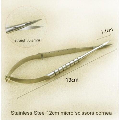 High quality Stainless Stee 12cm straight micro scissors cornea Hand tool Surgery stainless steel Ophthalmic Instruments