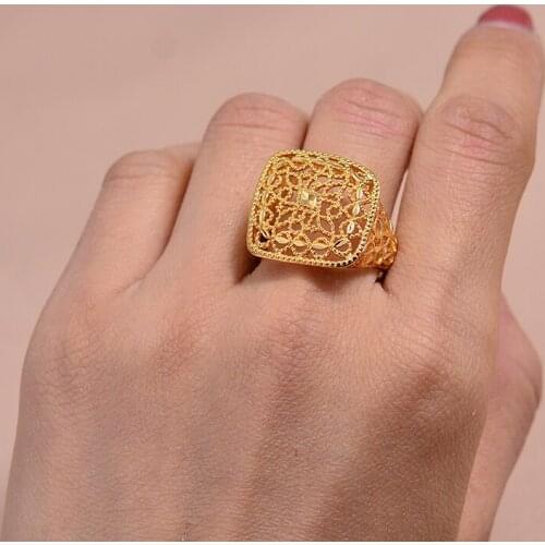 Wando Women Ring Gold Color and Brass Ethiopian Bride Wedding Ring Africa Jewelry/Arab Ring/Nigeria/Middle East