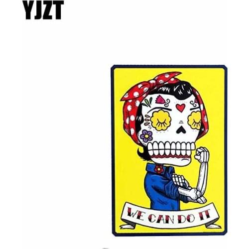 YJZT 7.2CM*10.7CM Reflective WE CAN DO IT Sugar Skull Car Stciker Decal PVC 6-0110