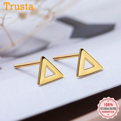 Trustdavis Real 925 Sterling Silver Geometric Triangle Round Square Stud Earrings For Women Wedding Party Fine Jewelry DA1644