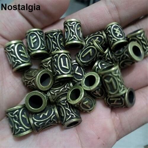 Nostalgia 1pcs Viking Runes Craft Beads Mens Jewlery For Beard Slide Charms Fashion Jewelry Womens Accessories For Hair