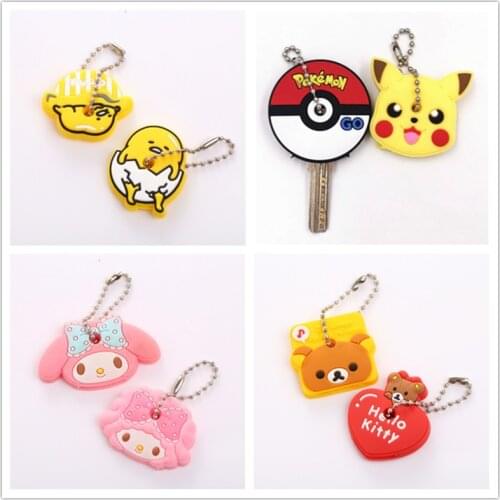 2 PCS Cute Cartoon Shape Silicone Key Cover Keys Holder Bag Kawaii Soft Silica Gel Protective Key Protection Case for Teen Girls