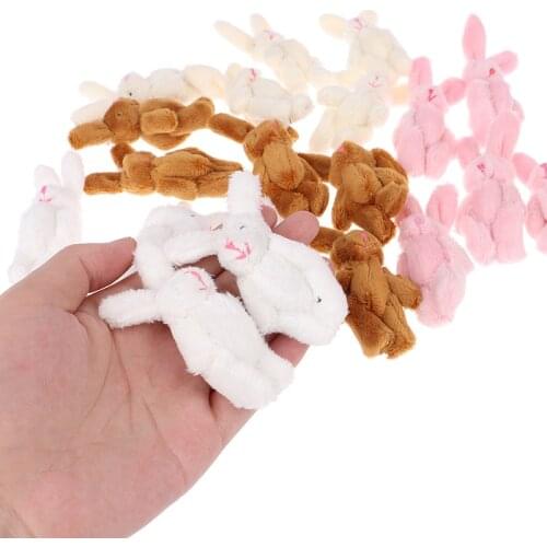 5Pcs 6CM Soft Mini Joint Rabbit Pendant Plush Bunny For Key Chain Bouquet Toy Doll DIY Ornaments Gifts