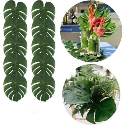6pcs Artificial Palm Leaves Monstera Plants Green Turtle Leaves Turtle Leaf Flower Simulation Home Garden Potted Decor