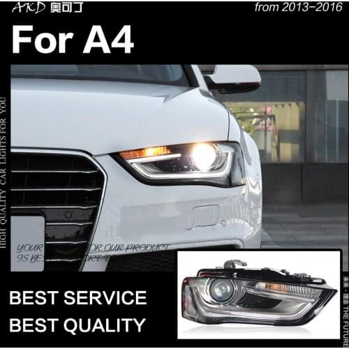AKD Car Styling for A4 Headlights 2013-2016 A4L RS4 Sedan Headlight DRL Hid Head Lamp Angel Eye Bi Xenon Beam Accessories