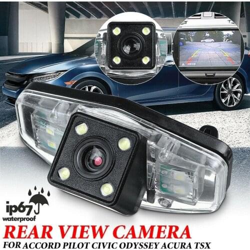 Auto Car Rear View Backup Reverse Parking Camera with 4 LED Light for Honda Accord Civic EK FD Pilot Fit Jazz 1998-2013