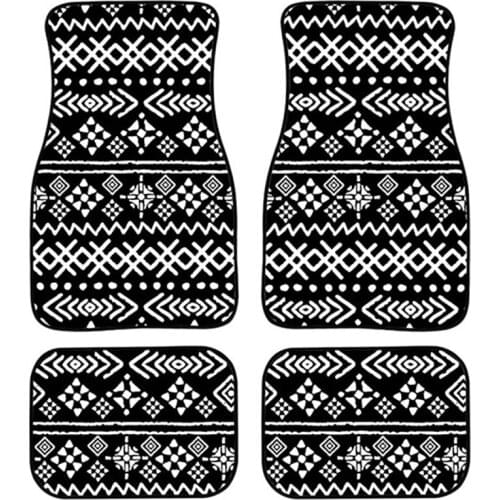 Car Carpet 4 Pcs Auto Floor Mats Set Vintage African Tribal Pattern Car Rugs Cushions Universal for Auto Van Truck SUV