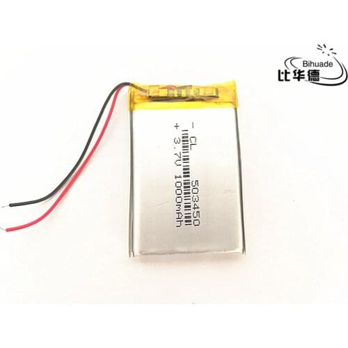 Free shipping 10pcs/lot 3.7V 1000mAh 503450 Lithium Polymer LiPo Rechargeable Battery li ion cells