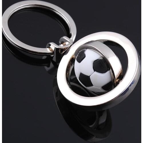 New rotation football keychain fashion sport soccer ball key chains boy bag pendant trinket items factory wholesale price